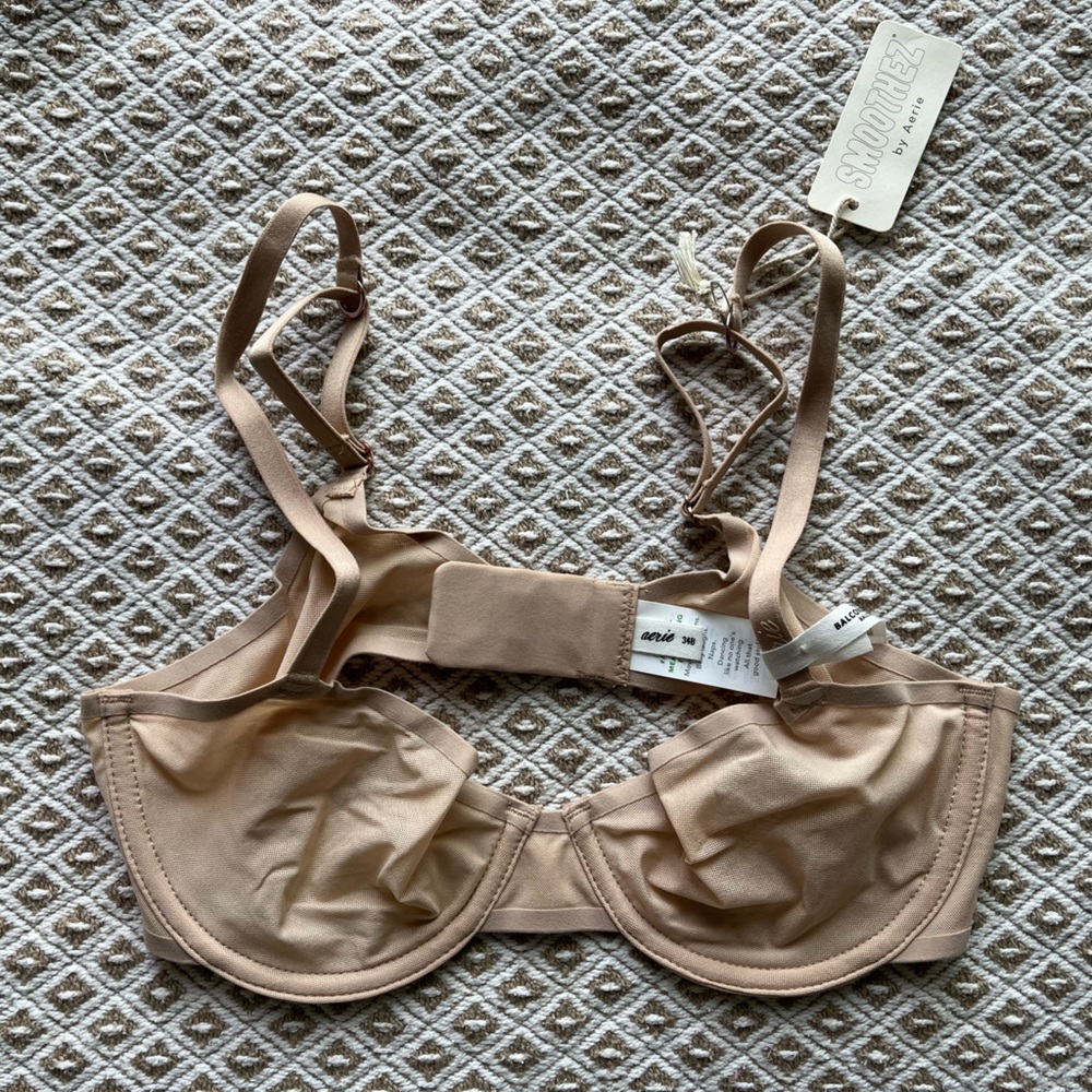 Aerie Tan Smoothies Mesh Bra with Adjustable Straps NWT